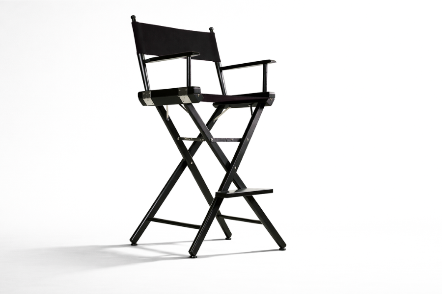 Tall Director's Chair 30" Seat Height (Bar Height) Black Finish