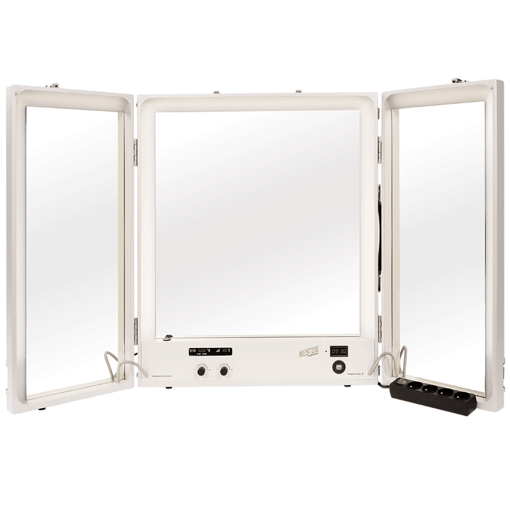 Nestor Factory LED Makeup Mirror Tri-Fold Table Top Black