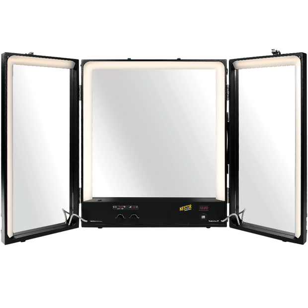 Nestor Factory LED Makeup Mirror Tri-Fold Table Top Black