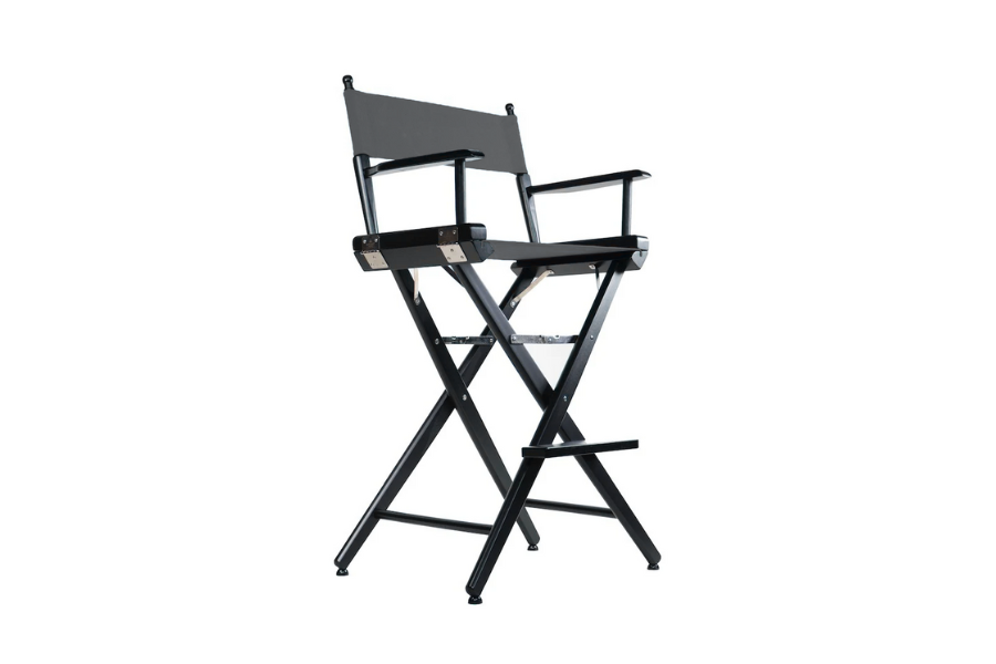 Tall Director's Chair 30" Seat Height (Bar Height) Black Finish