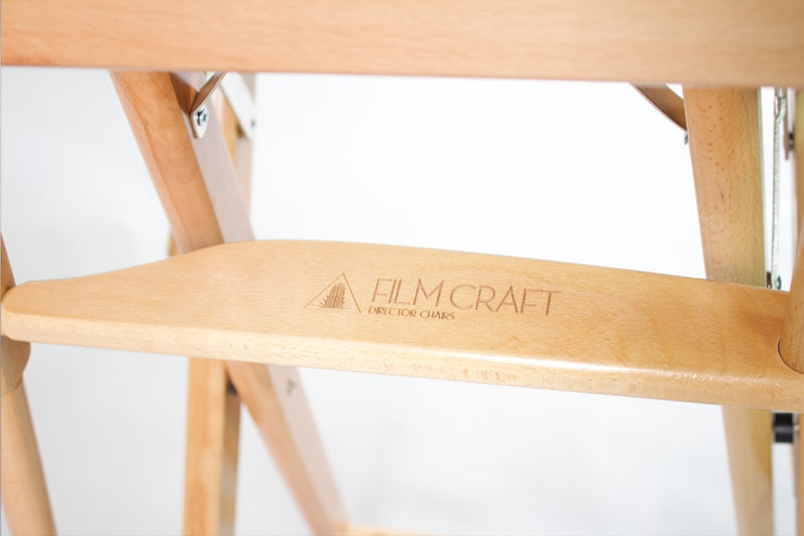 SHORT DIRECTOR CHAIR 18" DINING HEIGHT NATURAL FINISH - Filmcraft Studio Gear