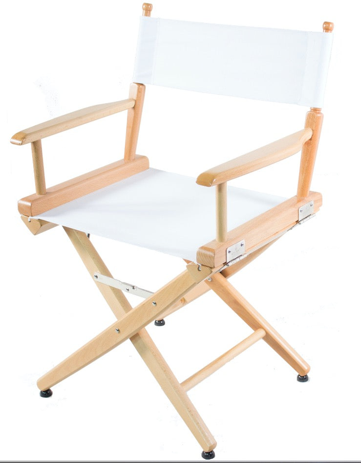 SHORT DIRECTOR CHAIR 18" DINING HEIGHT NATURAL FINISH - Filmcraft Studio Gear